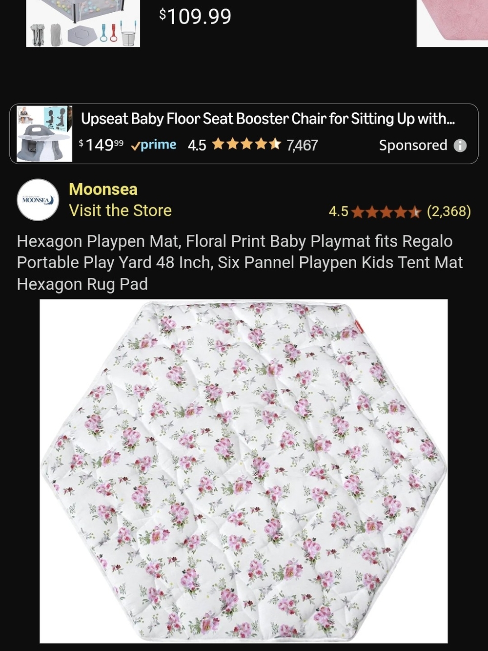 Moonsea Floral Hexagon Playpen Mat - Pink on White